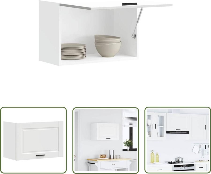 VidaXL Wandkast Keuken Kast Keukenwandkast Porto bewerkt hout wit Opslagoplossing Keuken Organisatie Houten Kast - Foto 2