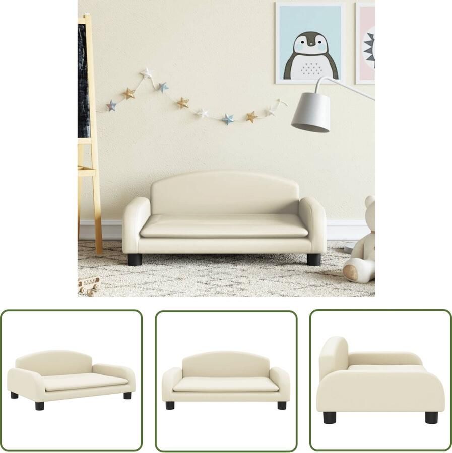The Living Store Kinderbank 70x45x30 cm kunstleer crèmekleurig Kinderbank Kindermeubel Kids Meubels Stoel Voor Kinderen Leeshoek