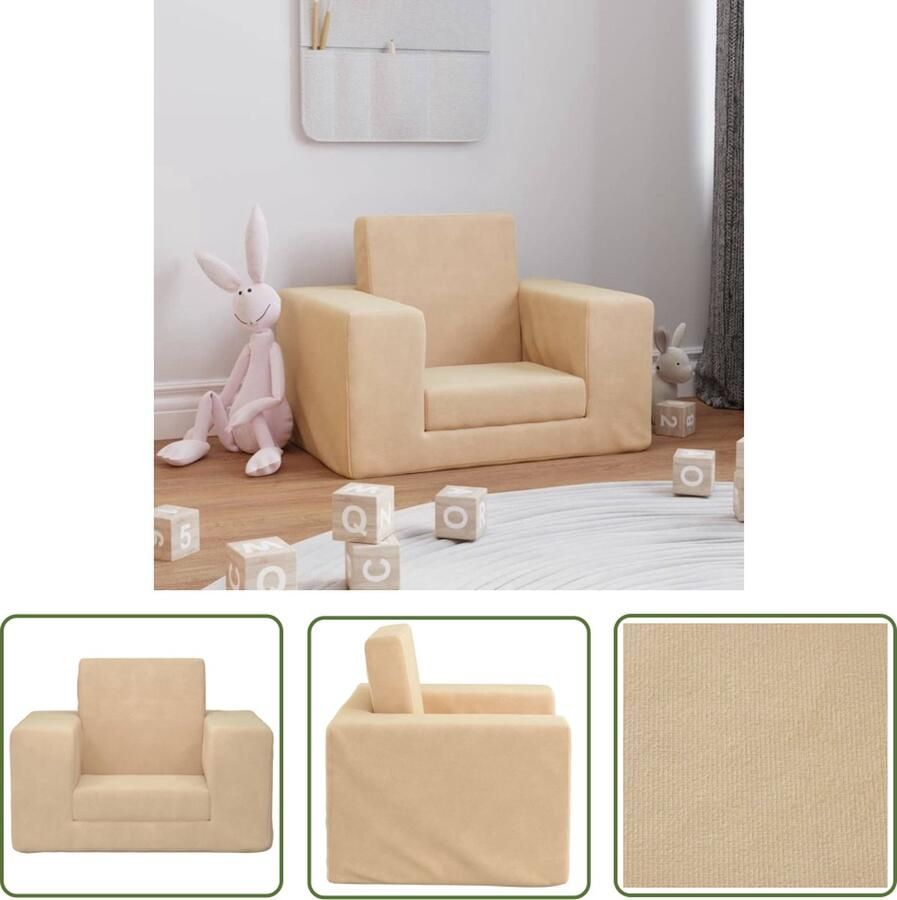 The Living Store Kinderbank Minibank Pluche 53 x 38 x 40 cm Afneembare hoes - Foto 2