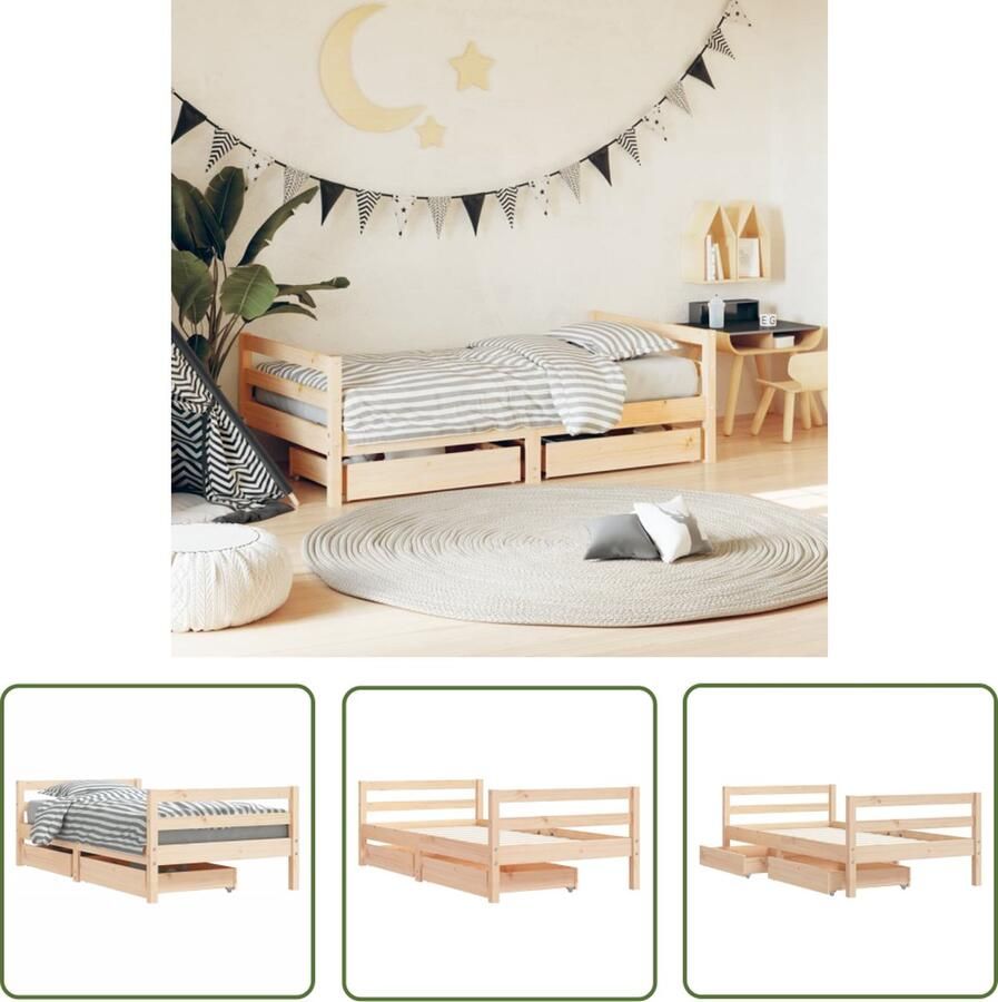 The Living Store Kinderbedframe Grenenhout Met Opberglades Functioneel Ontwerp 165.5 x 85.5 x 52 cm Geschikt voor matras 80 x 160 cm Montage vereist Kinderbed Frame Houten Bed Grenenhouten Bed Kids Bed Peuterbed