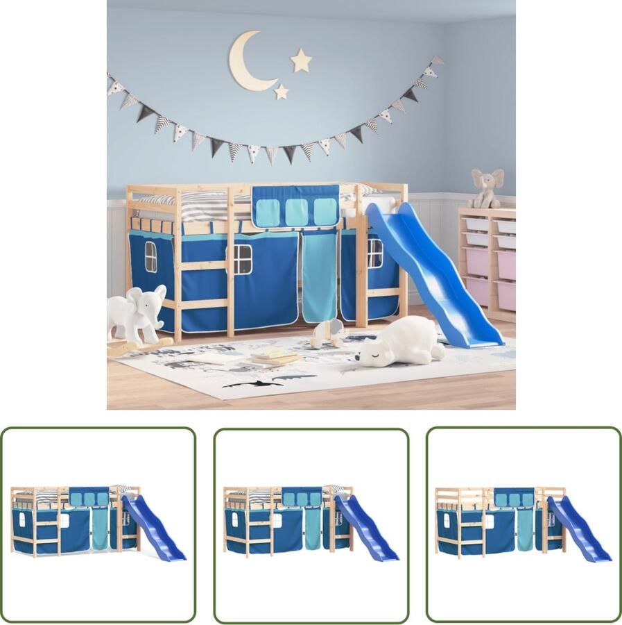 The Living Store Hoogslaper voor kinderen Massief grenenhout 205.5 x 87.5 x 113.5 cm Stabiele constructie Kinderkamer Hoogslaper Bunkbed Meubel Grenenhout