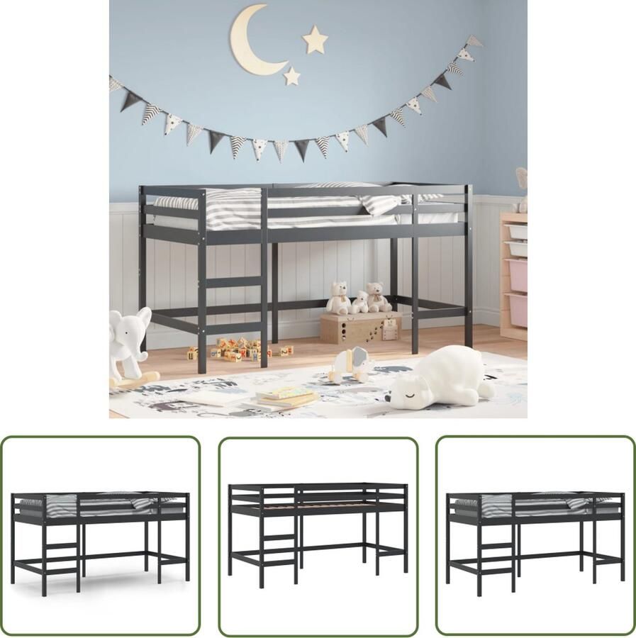 The Living Store Hoogslaper Kinderen Hout 205.5 x 85.5 x 113.5 cm Stabiel en Ruimtebesparend Kinderhooghoudbed Hoogslaper Kidsbed Kinderkamers Grenenhout