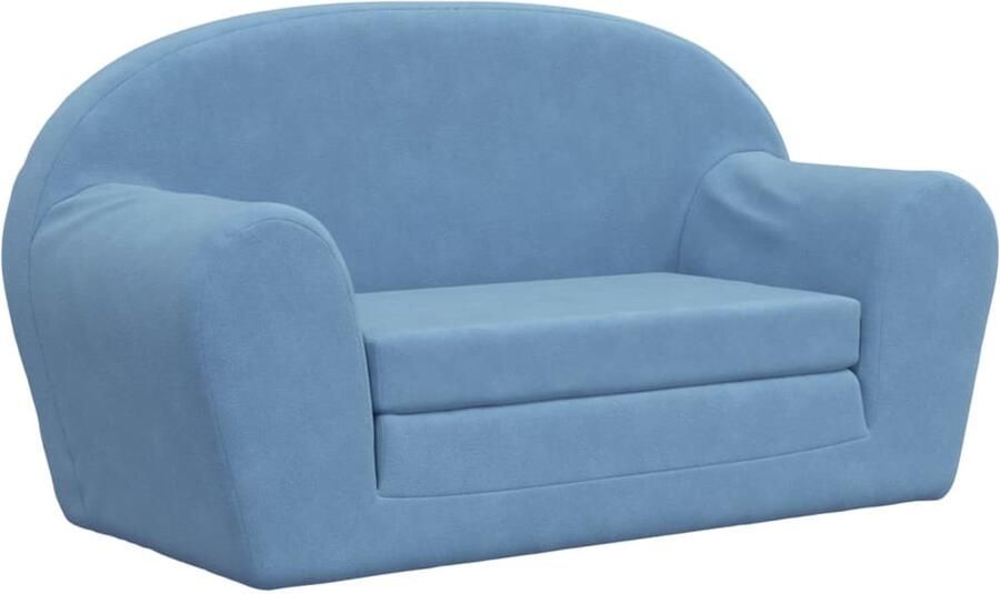 VidaXL Kinderbank Kinderbanken Kinderbankje Bank Kinderkamer Kinderslaapbank 2-zits zacht pluche blauw