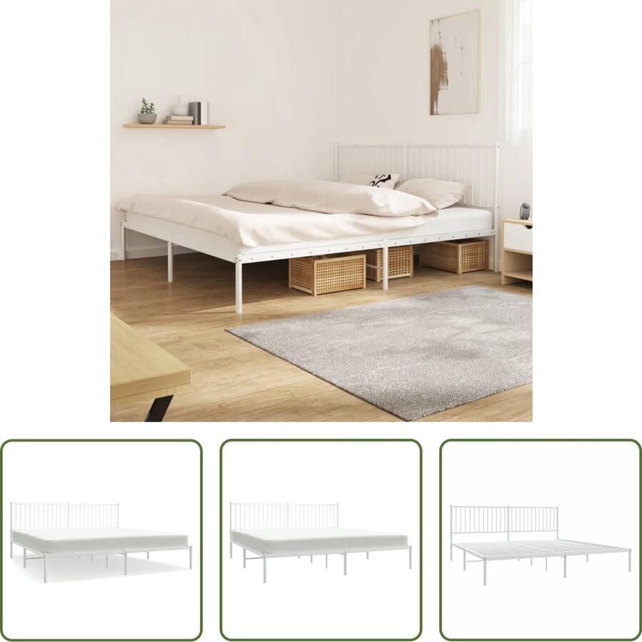 The Living Store Klassiek Bedframe 207 x 206 x 90.5 cm Robuust en Stijlvol Robuust Bedframe Klassieke Bedstede Houten Bed Staal Bedframe Modern Bed