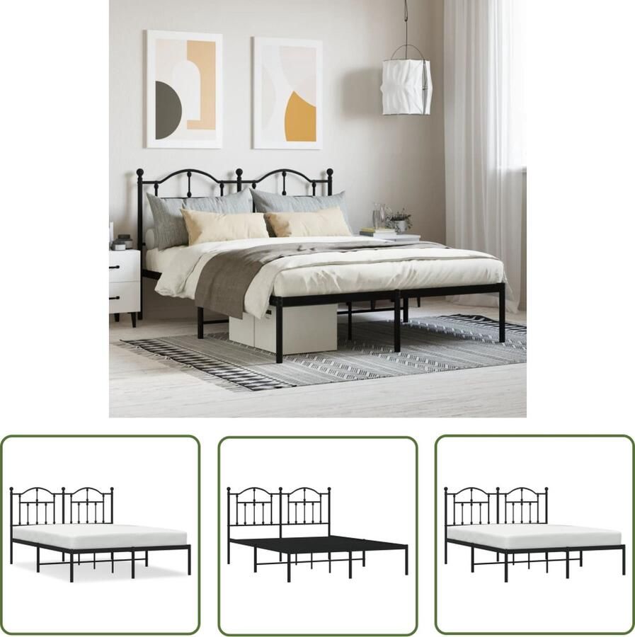 The Living Store Klassiek Bedframe Metalen Constructie Metalen Latten Extra Opbergruimte Comfortabele Ondersteuning Klassieke Bed Frame Metalen Bedframe Staal Bedframe Boxspring Bed Tweepersoons Bed - Foto 3