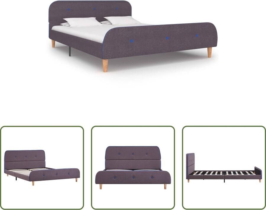 The Living Store Klassiek Bedframe Taupe 208 x 146 x 81 cm Geschikt voor matras 140 x 200 cm