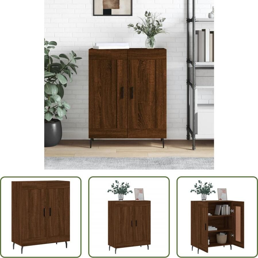 The Living Store Klassiek Dressoir Bruineiken 69.5 x 34 x 90 cm Duurzaam hout en metaal