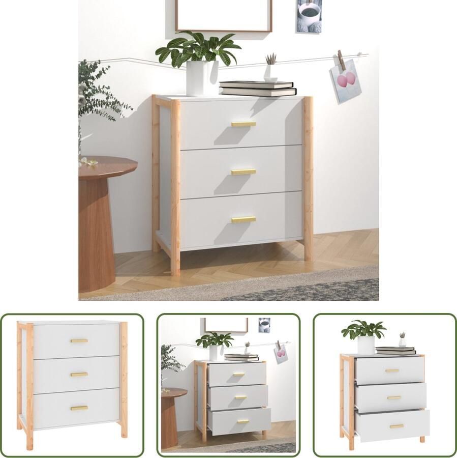 The Living Store Dressoir 62x38x70 cm bewerkt hout wit Dressoir Vintage Dressoir Klassiek Dressoir Wit Dressoir Salontafel