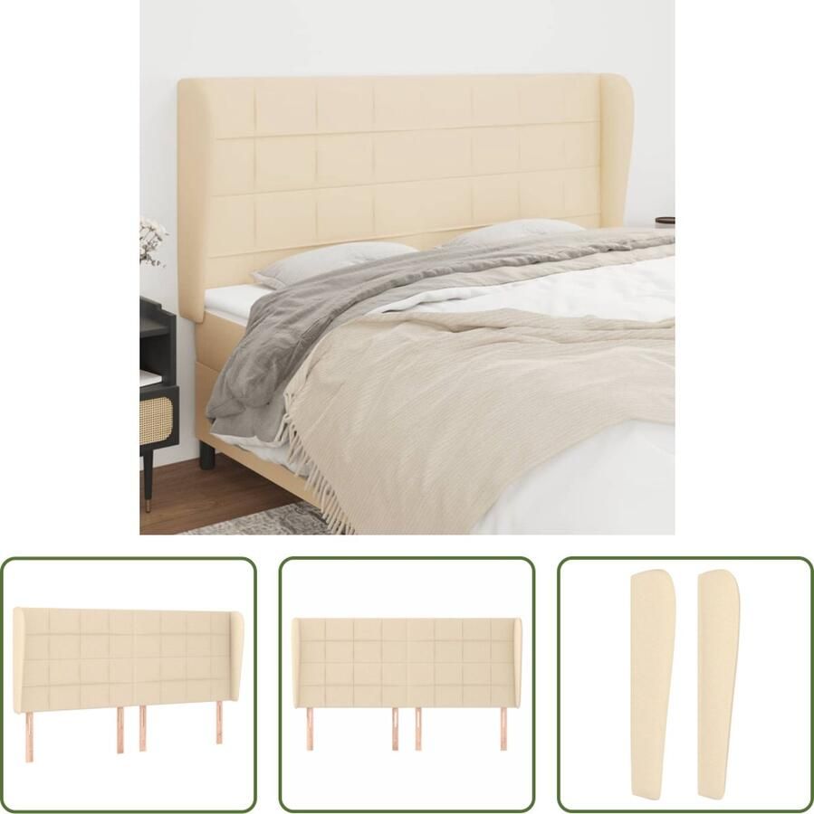The Living Store Klassiek Hoofdbord 183 x 23 x 118 128 cm Crème Ademend Duurzaam Klassieke Hoofdbord Creme Beddecoratie Stoffen Hoofdbord Luxe Hoofdbord