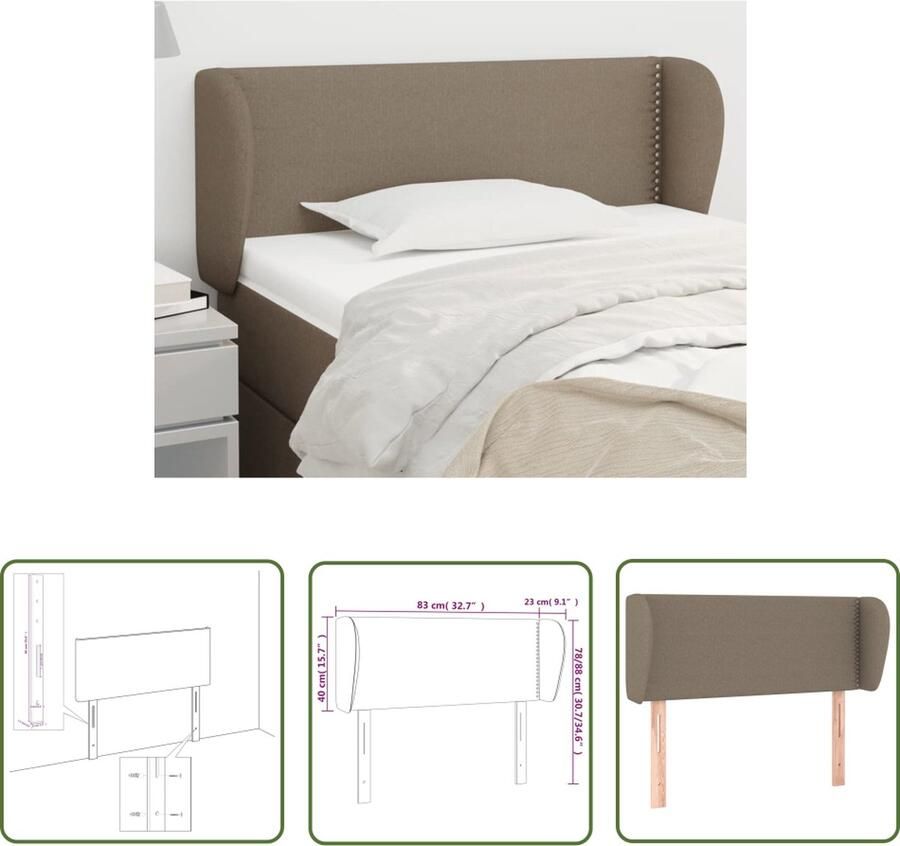 The Living Store Hoofdbord met randen 83x23x78 88 cm stof taupe Klassieke Hoofdbord Hoofd Bord Tufted Headboard Stoffen Hoofdbord Beige Hoofdbord - Foto 2