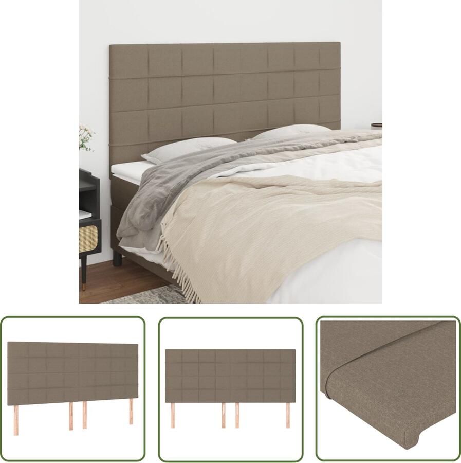 The Living Store Klassiek Hoofdbord Bedombouw Taupe 160x118 128 cm Verstelbare Hoogte