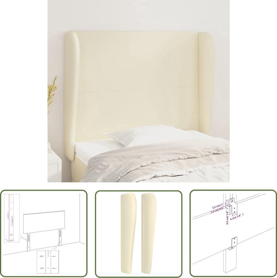 The Living Store Klassiek Hoofdbord Crème 83x23x118 128 cm Duurzaam Kunstleer Verstelbare Hoogte