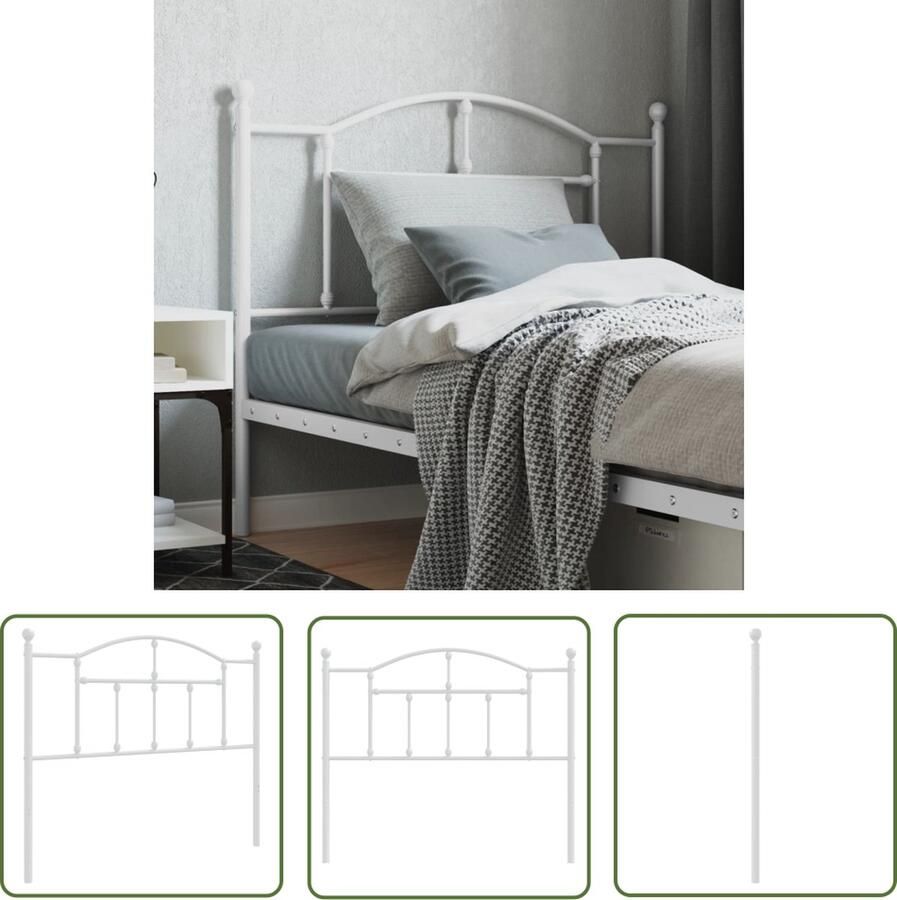 The Living Store Klassiek Hoofdbord Metaal 112 x 3 x 97 cm Wit