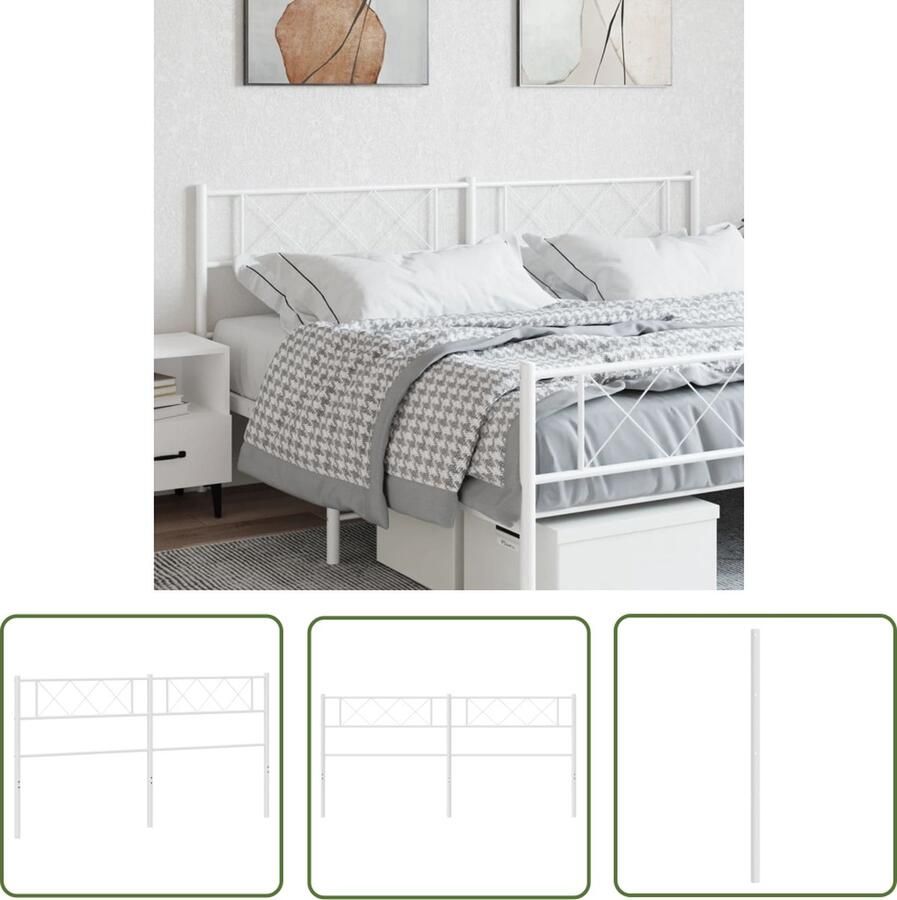 The Living Store Klassiek Hoofdbord Metalen Constructie Stevige Poten Comfortabele Ondersteuning Wit 187 x 3 x 90 cm Hoofdbord Hoofdbed Klassiek Hoofdbord Metalen Hoofdbord Witte Hoofdbord