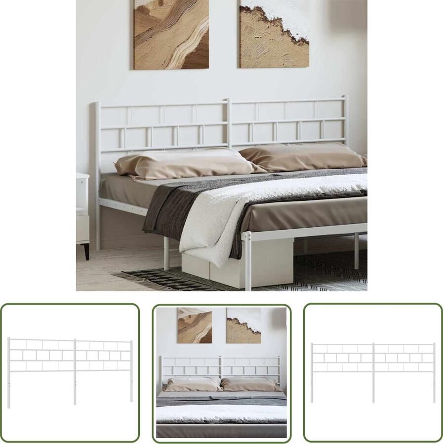 The Living Store Klassiek Hoofdbord Staal 198 x 90 cm Robuuste constructie Hoofdbord Klassiek Hoofdbord Metalen Hoofdbord Witte Hoofdbord Beddecoratie - Foto 3