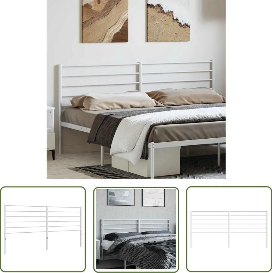 The Living Store klassiek hoofdbord wit staal 198x90 cm robuuste metalen constructie Hoofdbord Beddecoratie Hoofdbekleding Slaapkamervloerisolatie Vintage Meubels