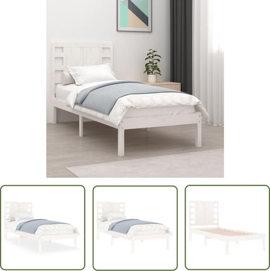 The Living Store Klassiek Houten Bedframe Bedden 195.5 x 96 x 100 cm Grenenhout