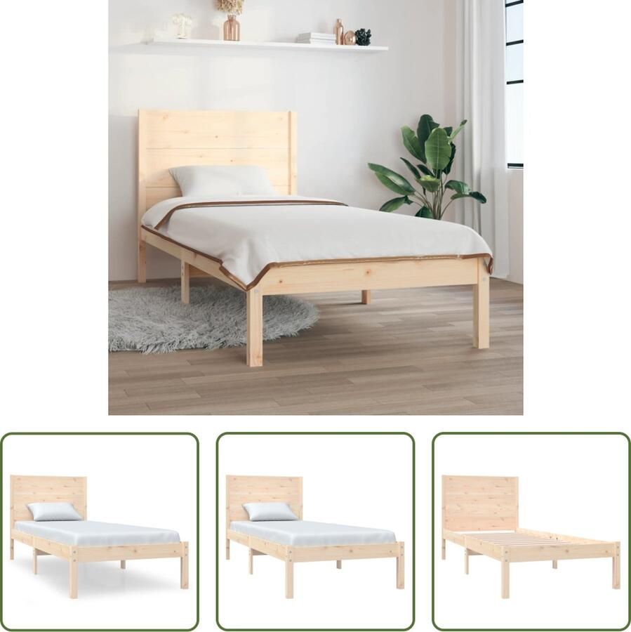 The Living Store Bedframe massief grenenhout 100x200 cm Bedframe Bedframes Eenpersoonsbed Bed Bedombouw Ledikant Houten Bedframe Eenpersoonsbedden Bedden Bedombouwen Ledikanten - Foto 2
