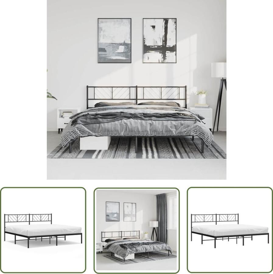 The Living Store Klassiek Metalen Bedframe Logeerbed Robuust en Elegant Zwart 207 x 198 x 90 cm Klassieke Bed Frame Metalen Bed Zwart Bed Frame Zwart Logeerbed
