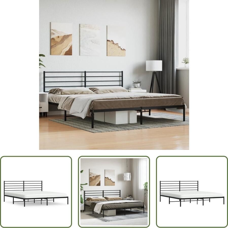 The Living Store Klassiek Metalen Bedframe Logeerbed Robuust Zwart 219 x 187 x 90 cm Klassieke Bedframe Metalen Bedframe Zwarte Bedframe Robuust Bedframe Met Opbergruimte