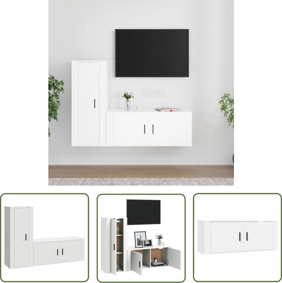 The Living Store Klassiek Televisiekastenset Tv-meubel 100x34.5x40 cm 40x34.5x100 cm Wandgemonteerd design - Foto 2