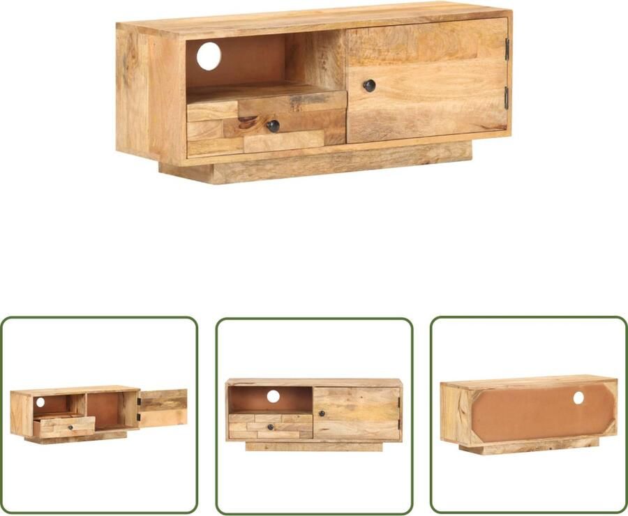 The Living Store Klassiek Tv-meubel Massief Mangohout 90 x 30 x 35 cm Uniek vakmanschap - Foto 2