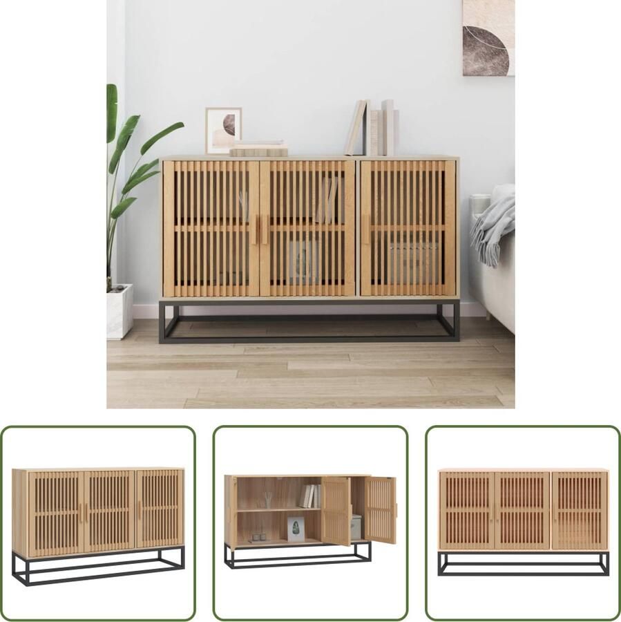 The Living Store Klassieke Dressoir Duurzaam hout Ruime opbergruimte Houten deur Stabiele ijzeren poot Display functie 105x30x65 cm