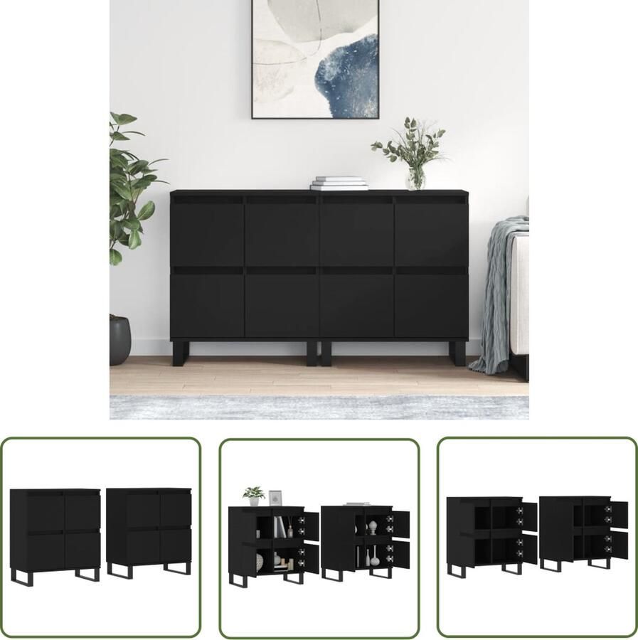 The Living Store Klassieke Dressoirs Zwart 120 x 35 x 70 cm Duurzaam hout
