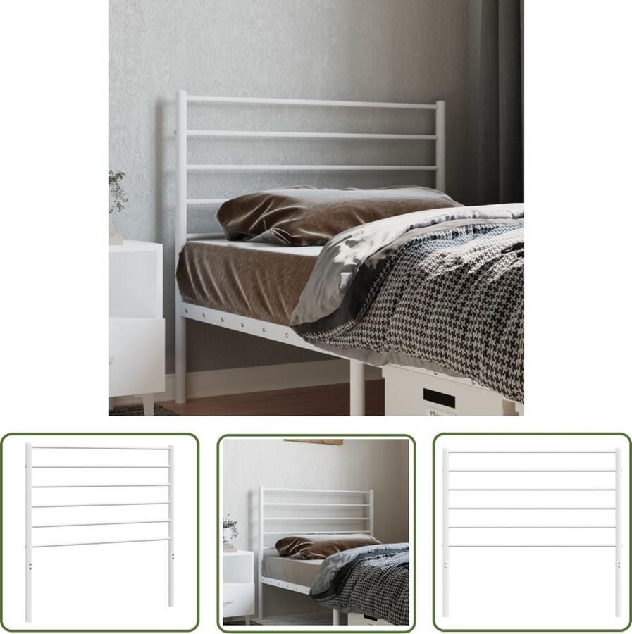 The Living Store Klassieke Hoofdbord Staal 112x3x90 cm Wit