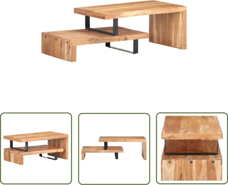 The Living Store Klassieke Tafelset Acaciahout 90x50x40 cm Met ijzeren poten