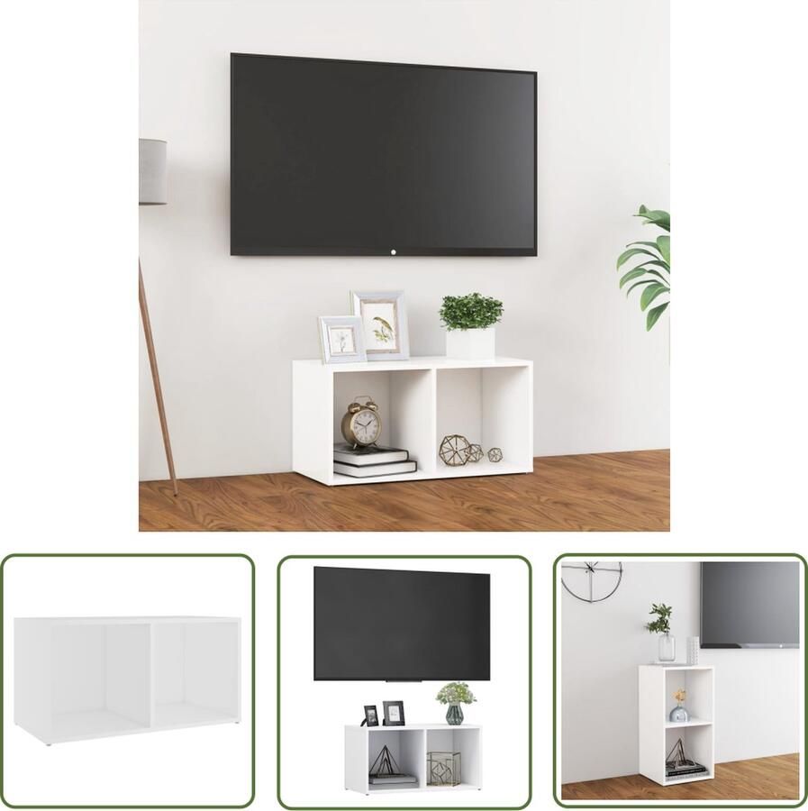 The Living Store Klassieke Televisiekast Wit 72 x 35 x 36.5 cm Met 2 Vakken - Foto 2