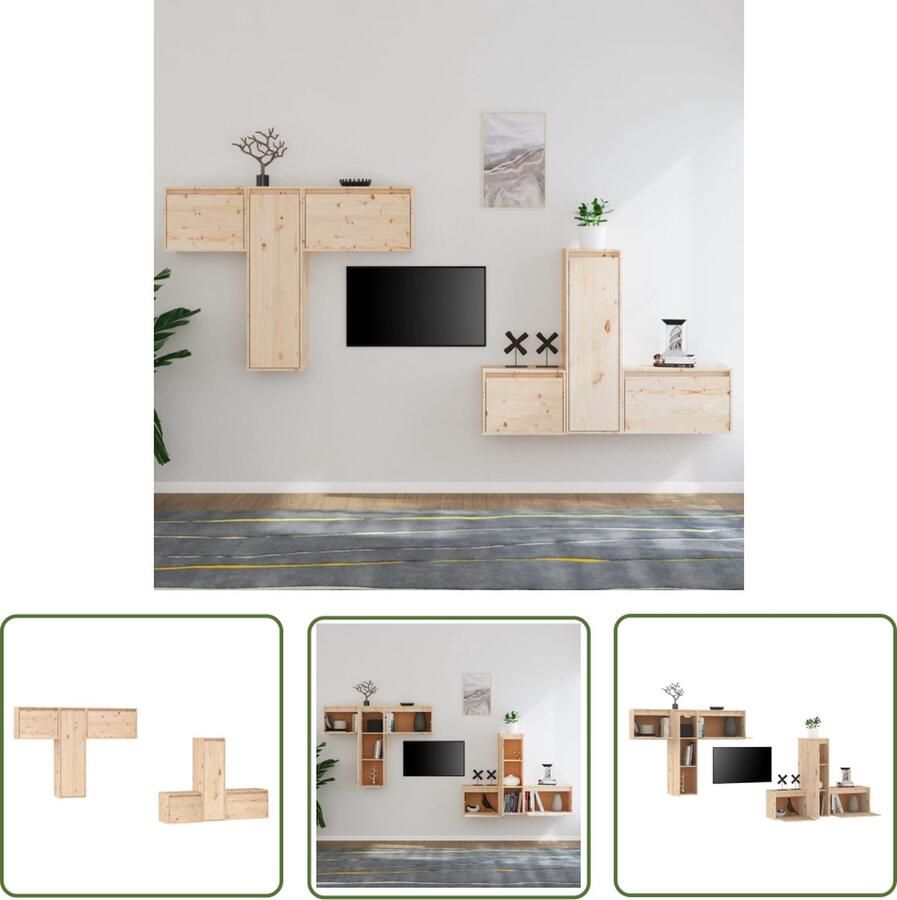 The Living Store Klassieke televisiekasten 45x30x35 cm 30x30x100 cm 60x30x35 cm Trendy en praktisch design - Foto 2
