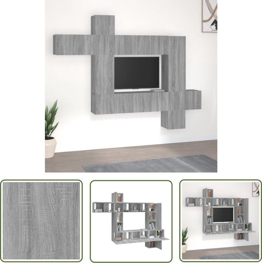 The Living Store Klassieke Televisiekastenset Grijs Sonoma Eiken 2x30.5x30x30cm 6x60x30x30cm 1x30.5x30x60cm 1x30.5x30x90cm - Foto 2