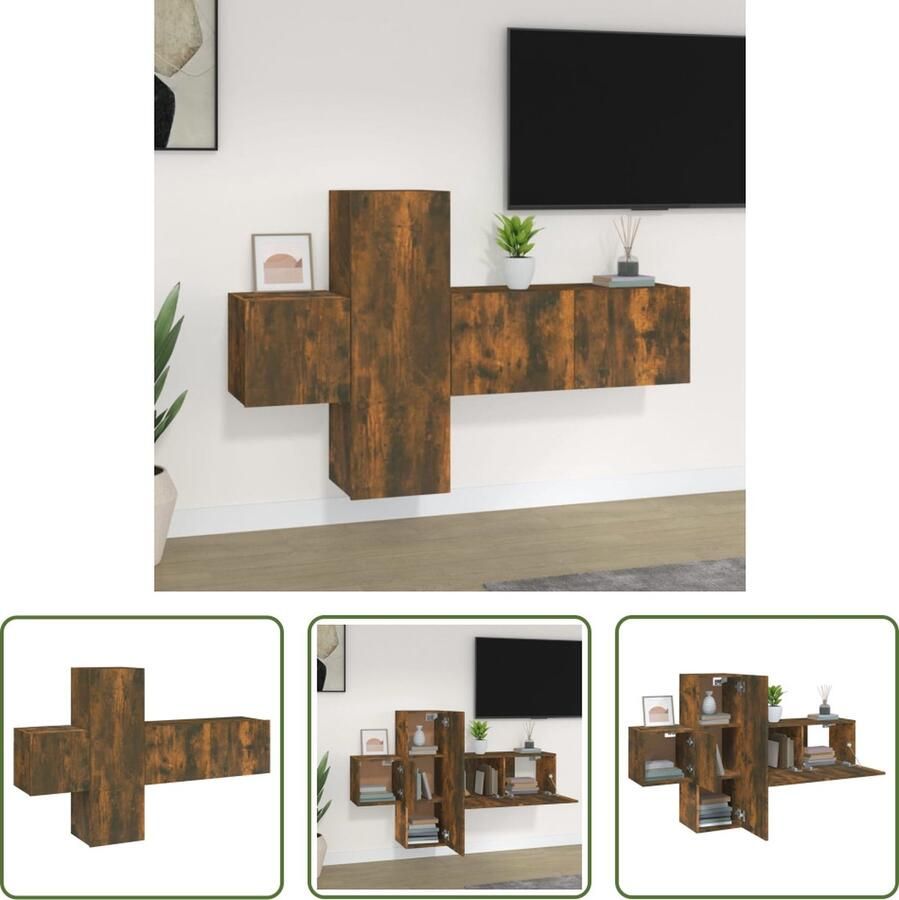 The Living Store Klassieke Televisiekastenset TV-meubel Wandgemonteerd 80x30x30 cm 30.5x30x90 cm 30.5x30x30 cm - Foto 2
