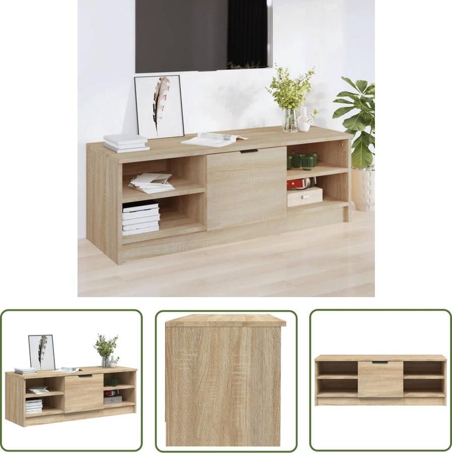 The Living Store Tv-kast Sonoma eiken 102 x 35.5 x 36.5 cm Stereokast en opbergmeubel - Foto 2