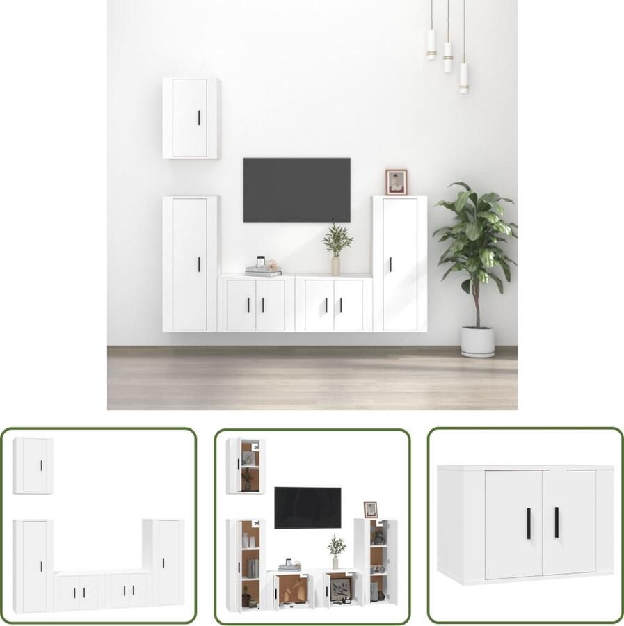 The Living Store Klassieke TV-kastenset 57x34.5x40cm 40x34.5x100cm 40x34.5x60cm Wandgemonteerd Stevig materiaal - Foto 2