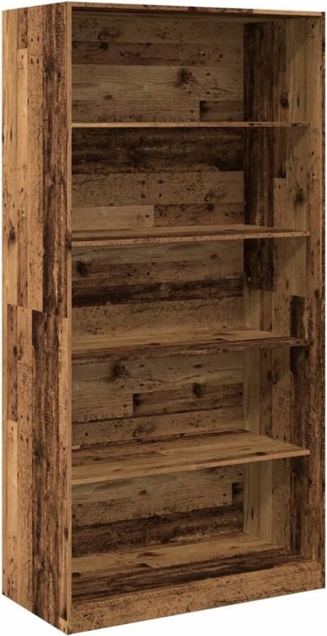 The Living Store Gangkast met 5 Vakken 100 x 50 x 200 cm Oud Hout Stevig compact en trendy design Montage vereist Voorkom kantelen - Foto 2