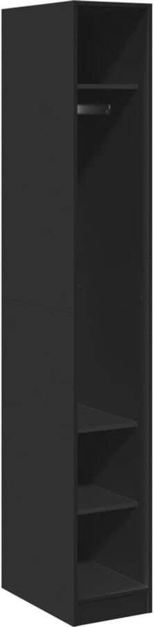 The Living Store Kledingkast 30x50x200 cm bewerkt hout zwart Kledingkast Houten Kledingkast Kledingopbergers Garderobe Wandcloset - Foto 2