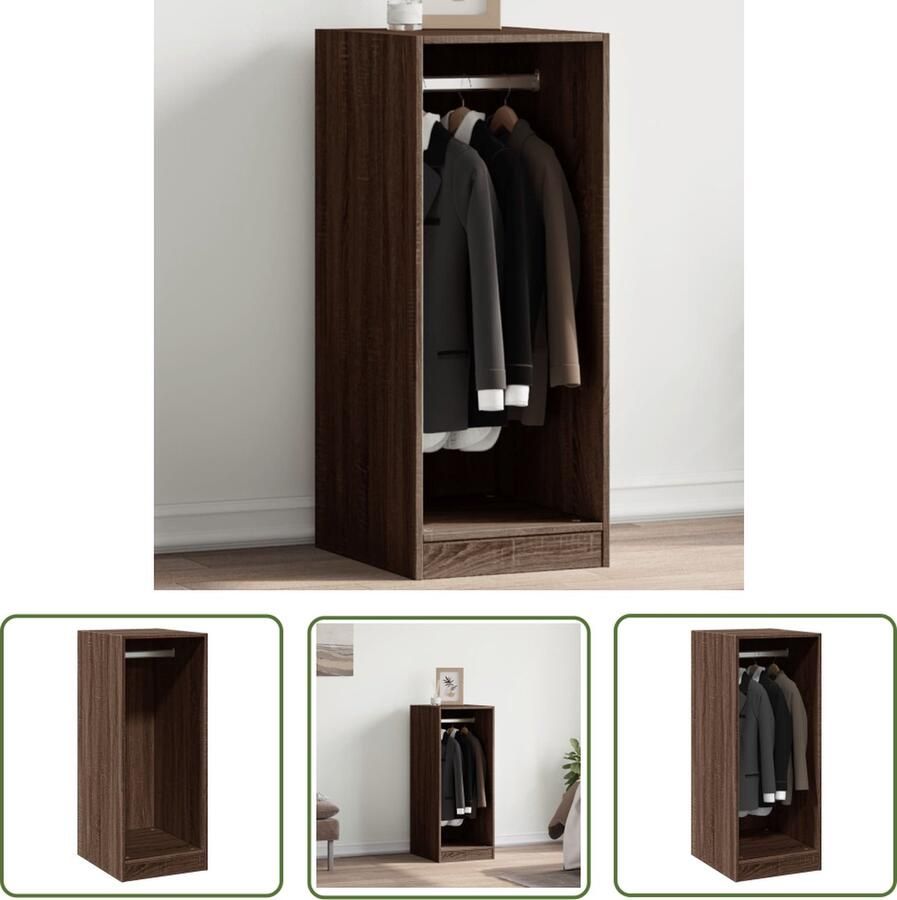 The Living Store Kledingkast 48x41x102 cm bewerkt hout grijs sonoma eikenkleurig Kledingkast Garderobe Kleding Rek Houten Kledingkast Grijze Kledingkast - Foto 3