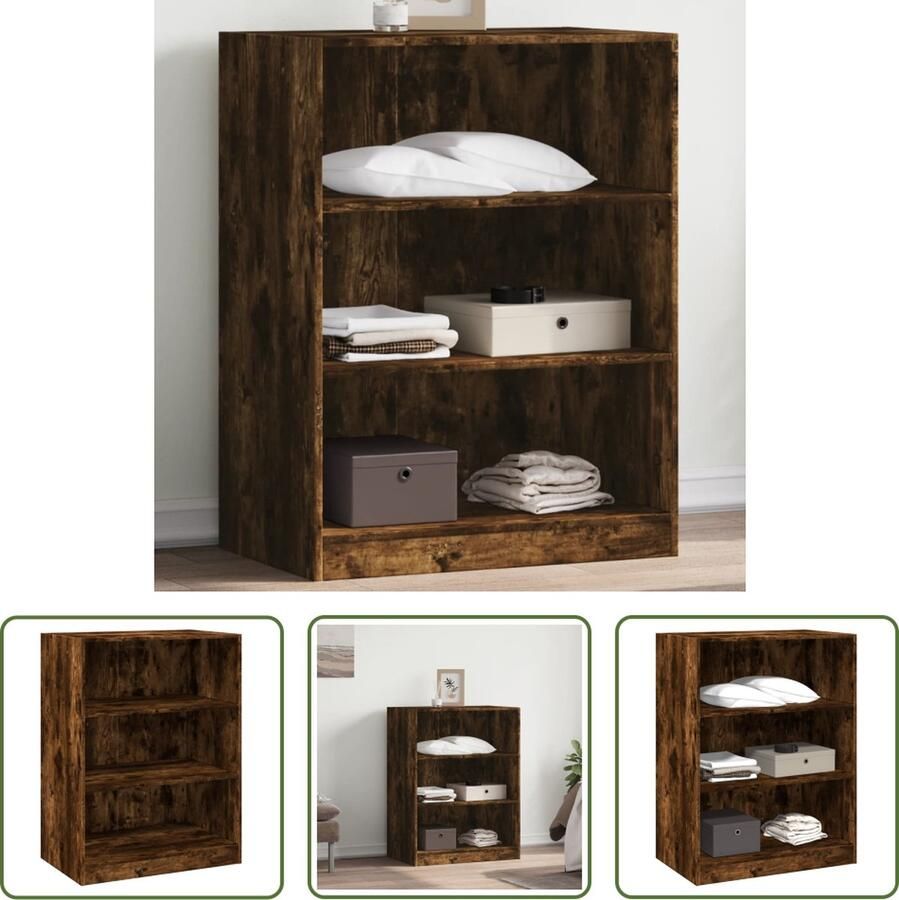 The Living Store Kledingrek Gerookt Eiken 77 x 48 x 102 cm Duurzaam hout Voldoende opbergruimte Kledingrek Houten Kledingrek Garderobe Bergruimte Opbergruimte