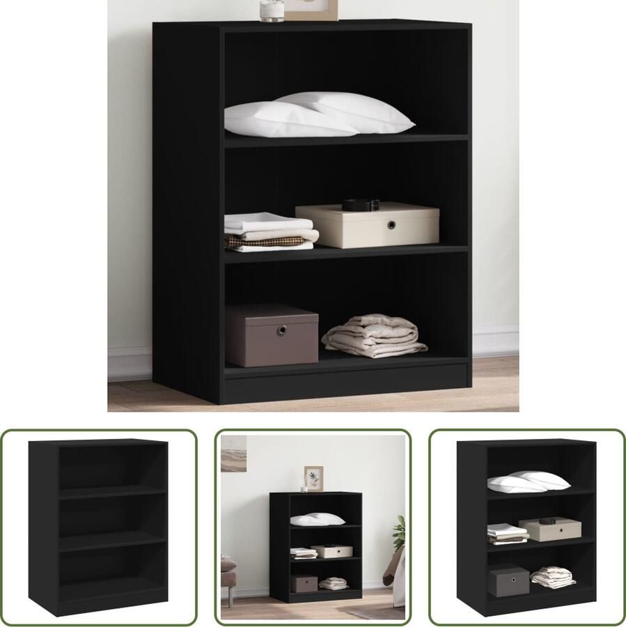 The Living Store Kledingrek Zwart Hout 77 x 48 x 102 cm Ruimtebesparend Duurzaam Kledingkast Garderobe Kleding Rek Houten Kledingkast Zwarte Kledingkast - Foto 2