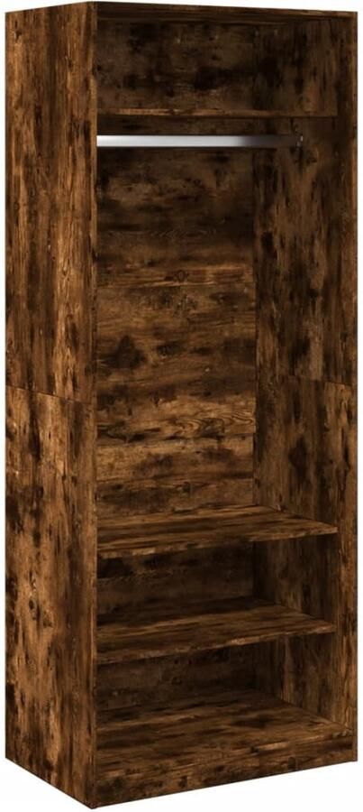 The Living Store Kledingkast 80x50x200 cm bewerkt hout gerookt eikenkleurig Kledingkast Houten Kledingkast Bruine Kledingkast Vintage Kledingkast Garderobe - Foto 2