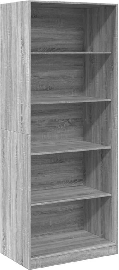 The Living Store Kledingkast 80x50x200 cm bewerkt hout grijs sonoma eikenkleur Gangkast Kledingkast Opbergkast Houten Kast Grijze Kast - Foto 2