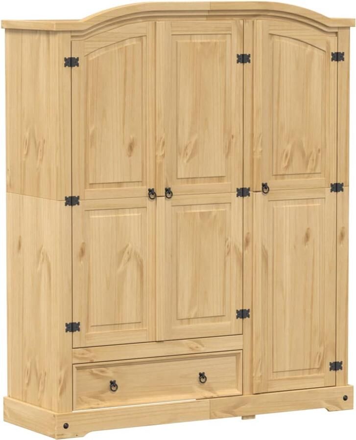 The Living Store Kledingkast Corona 151 5x52x186 cm massief grenenhout Kledingkast Groot Houten Kast Grenenhouten Kast Vintage Kast - Foto 2