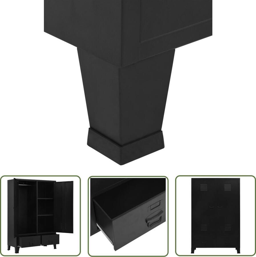 The Living Store Kledingkast Staal 90 x 40 x 140 cm IndustriÃle Charme Kledingkast Industriële Stijl Metalen Kast Staalkast Opbergkast - Foto 2