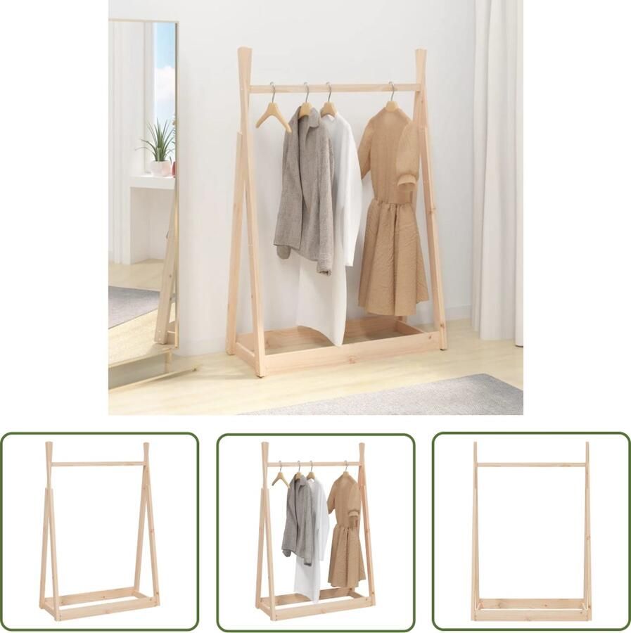 The Living Store Kledingrek Massief Grenenhout 100x45x150cm Ruim Stabiel Trendy Kledingrek Houten Kledingrek Grenenhouten Kledingrek Vintage Kledingrek Minimalistisch Kledingrek