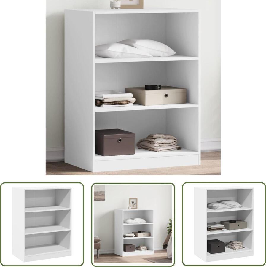 The Living Store Kledingrek 77 x 48 x 102 cm Duurzaam hout Wit Kledingrek Kledingkast Garderobe Bergruimte Houten Kast - Foto 3