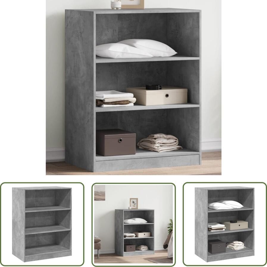 The Living Store Kledingrek Betongrijs 77 x 48 x 102 cm Duurzaam hout met voldoende opbergruimte Kledingrek Garderobe Houten Kledingkast Opbergruimte Kleding Organisatie - Foto 2