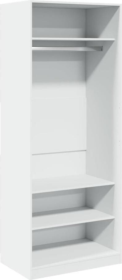 The Living Store Kledingkast 80x50x200 cm bewerkt hout wit Kledingkast Houten Kledingkast Wit Kledingkast Ruime Kledingkast Garderobe - Foto 2