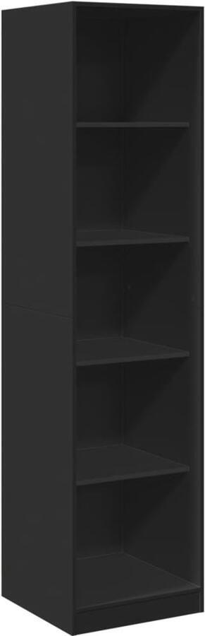 The Living Store Kledingkast 50x50x200 cm bewerkt hout zwart Kledingkast Houten Kledingkast Gangkast Opbergkast Kledingopsteller - Foto 3